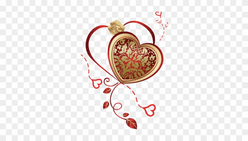 Kaz Creations Deco Scrap Heart Red Gold - Valentine Card Decoration Png #1194589