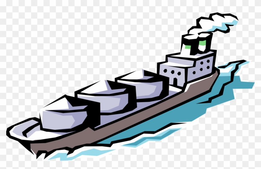 Vector Illustration Of Ocean Transport Cargo Ship Or - Cargo Ship #1195066