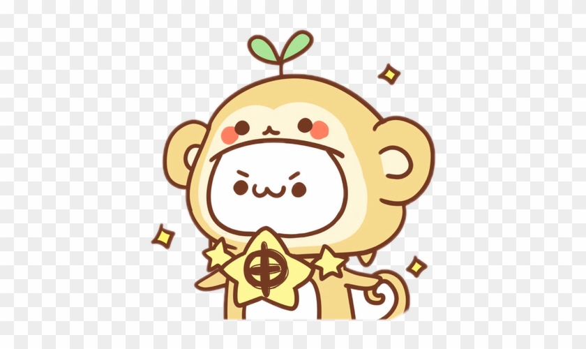 Kawaii Monkey Sticker Happy Freetoedit - Emoticon #1195464