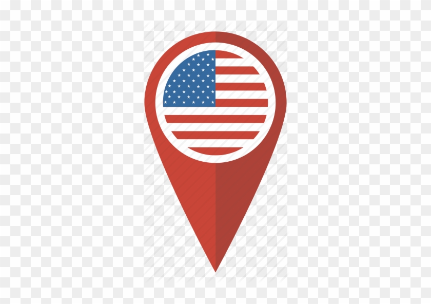 Usa Canada Flag Icon - Usa Flag Pin Map #1195518