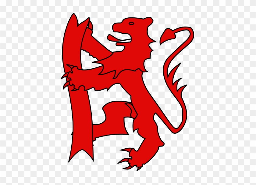 Lion Rampant Holding A Banderole - Coat Of Arms #1195529