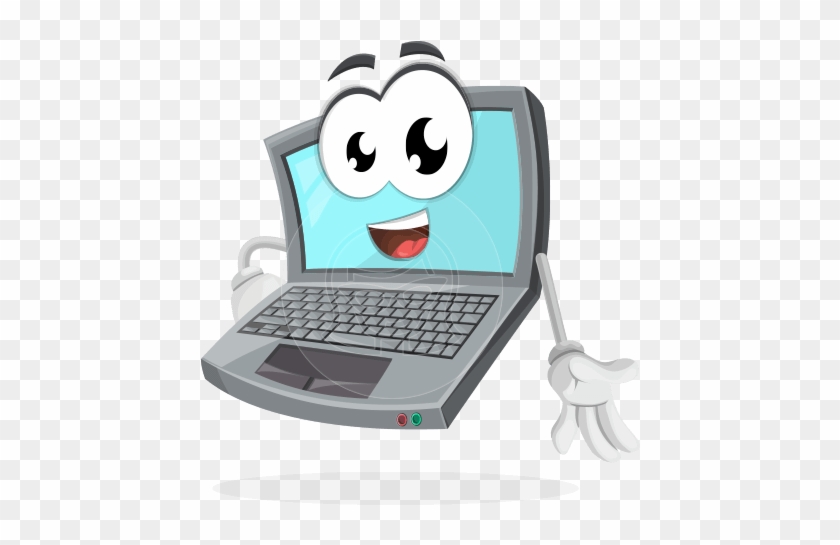 Laptop Computer Vector Character By Graphicmama - Laptop Cartoon Computer #1196957