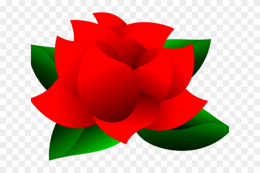 Red Rose Clipart Leave Clipart - Flower With Leaves Clipart #1197085