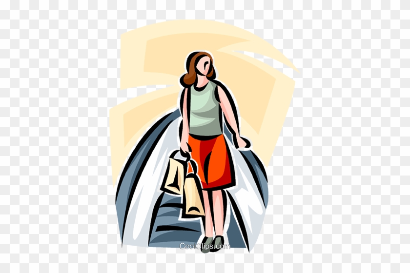 Woman Riding An Escalator While Shopping Royalty Free - Royalty-free #1197090
