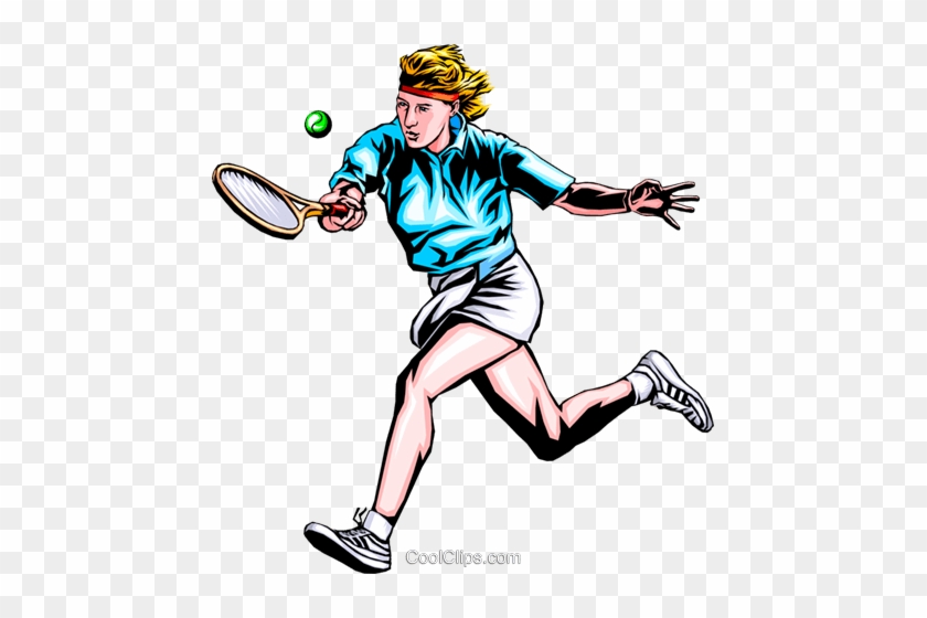 Woman Playing Tennis Royalty Free Vector Clip Art Illustration - Physical Education And Sport #1197092
