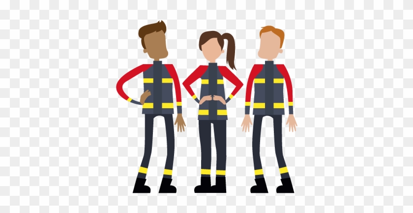 Three Cartoon Images Of Firefighters - Cartoon #1197152