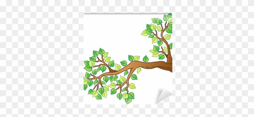 Cartoon Tree Branch With Leaves 1 Wall Mural • Pixers® - Cute Birds Flying Gif #1197389