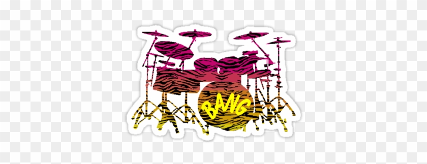 Rainbow Tiger Drums" Stickers By Calroofer - Drums #1197746