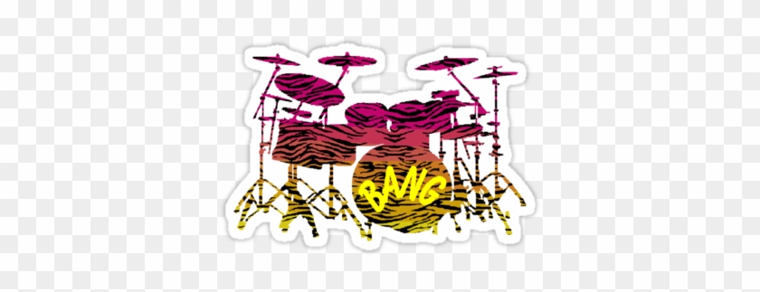 Rainbow Tiger Drums" Stickers By Calroofer - Drums #1197746