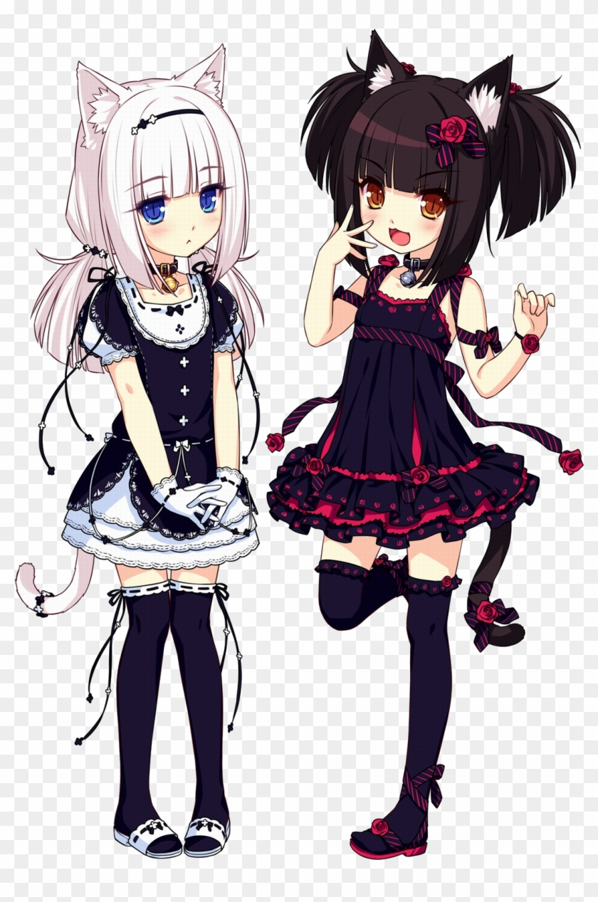 Chocolate And Vanilla Sayori Neko Works  Anime Two Neko Girls Transparent  PNG  1254x1771  Free Download on NicePNG