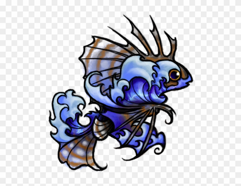 Hawaiian Lionfish And Waves Tattoo Design By Sleepwalks - Tattoo #1198044