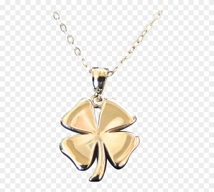 Gold Four Leaf Clover Necklace, 14k Solid Gold Lucky - Gold Four Leaf Clover Necklace, 14k Solid Gold Lucky #1198436