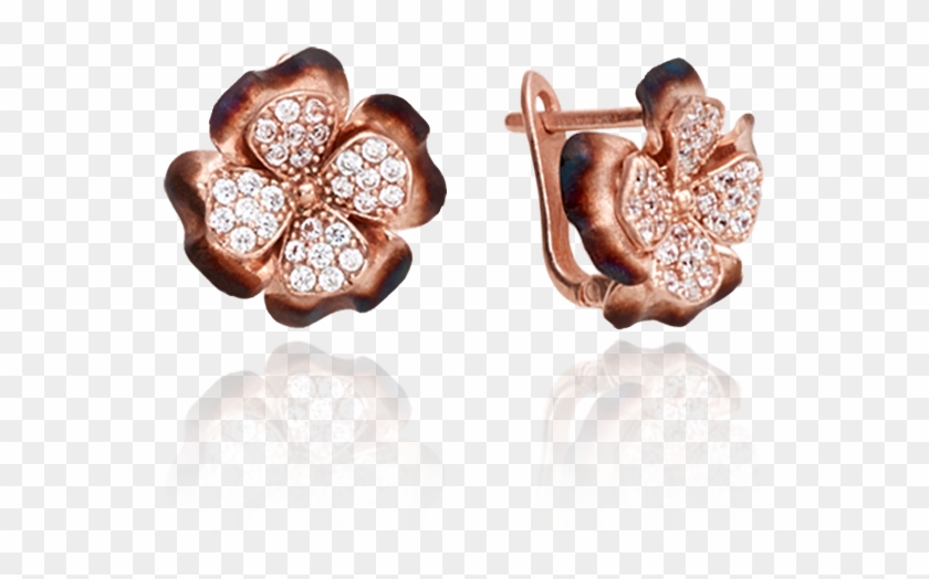 Four Leaf Ember Clover Earrings - Four Leaf Clover Ember Earrings (e-b255) (sterling #1198588