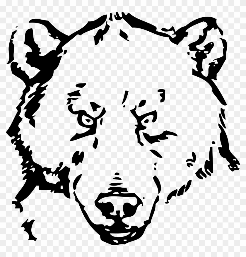 Bear - Head - Clipart - Black - And - White - Bear Line Drawing #1198991