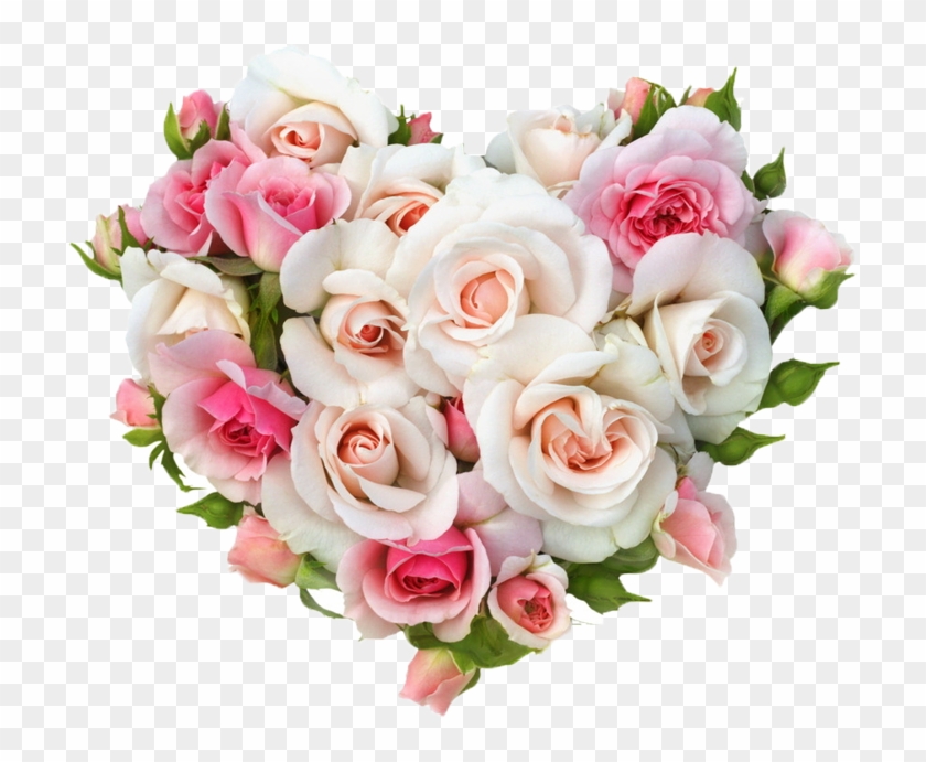 Gift Wedding Rose Heart Flower Bouquet - Pink And White Roses Background #1199070