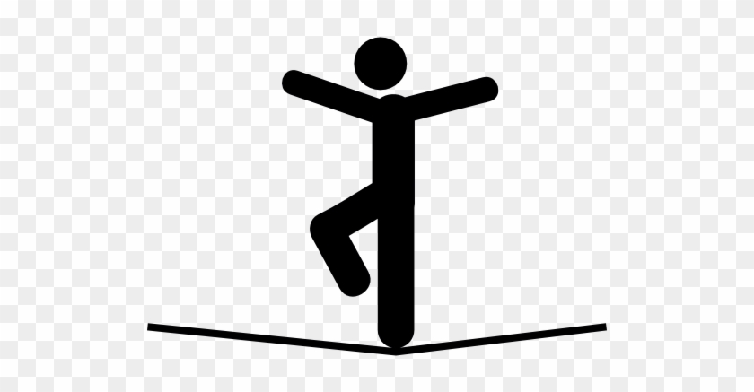 Man In Balance On A Tightrope Free Icon - Balancing Icon Png #1199101