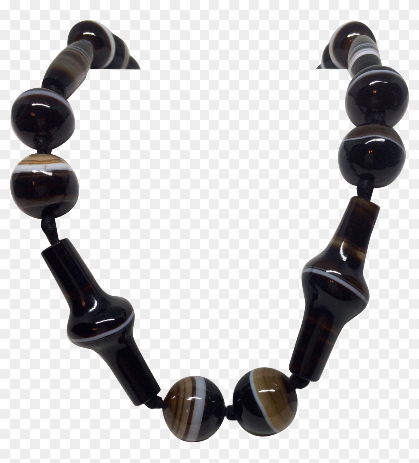 Antique Victorian Banded Agate Necklace - Bead #1199124