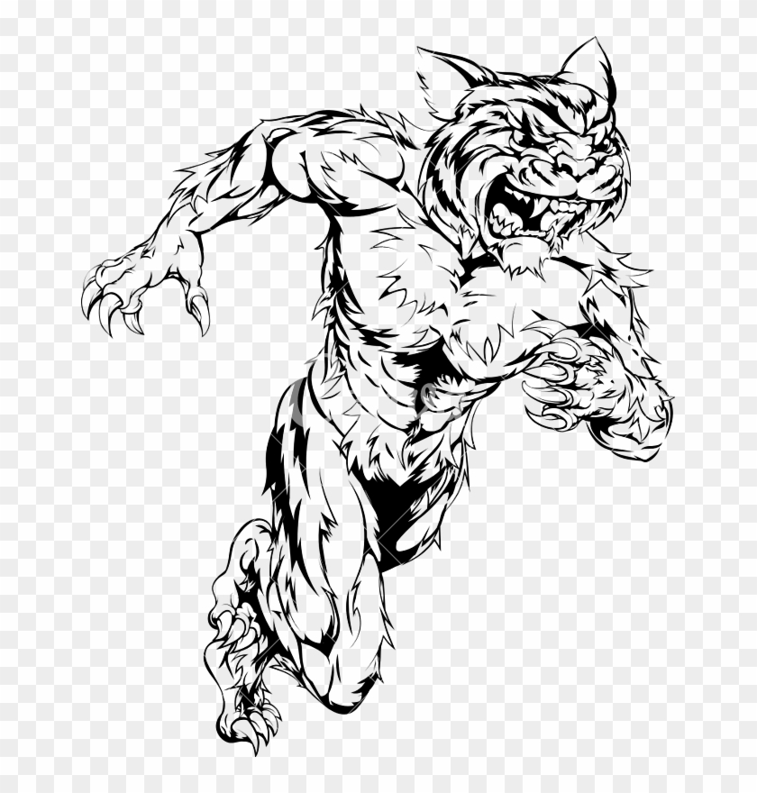 Tiger Sports Mascot Running - Vinyl Sticker Decal Fearful Aggressive Tiger Head Atv #1199442