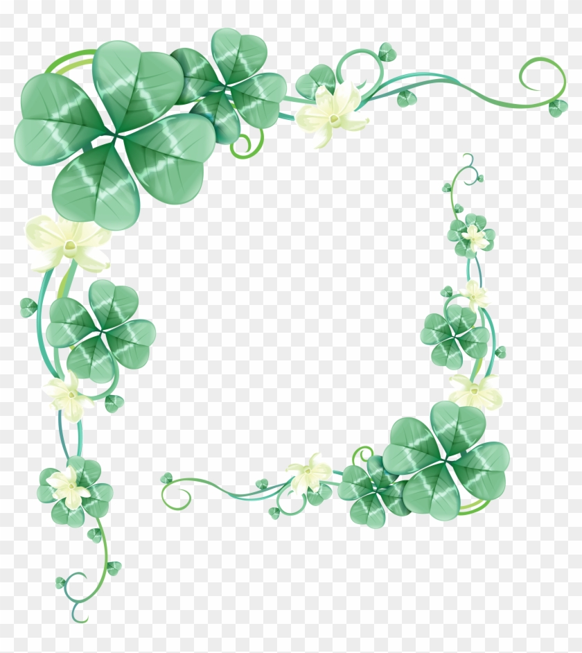 Four-leaf Clover Green - Blumen Rahmen Png #1199478