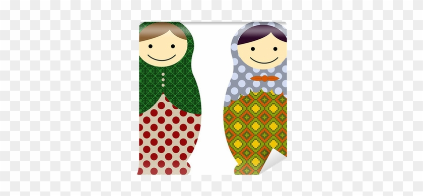 Vector Illustration Of Matryoshka Russian Dolls Wall - Doll #1199522