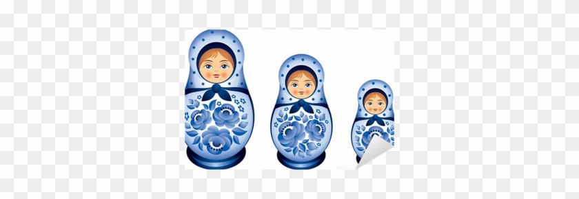 Matryoshka Babushka Doll Family Dressed In Blue Gzhel - Matryoshka Doll #1199534