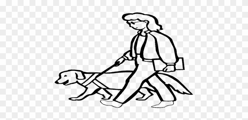 Beautiful Elderly Blind Woman Walking With Dog Coloring - Walking Dog Coloring Page #1199562