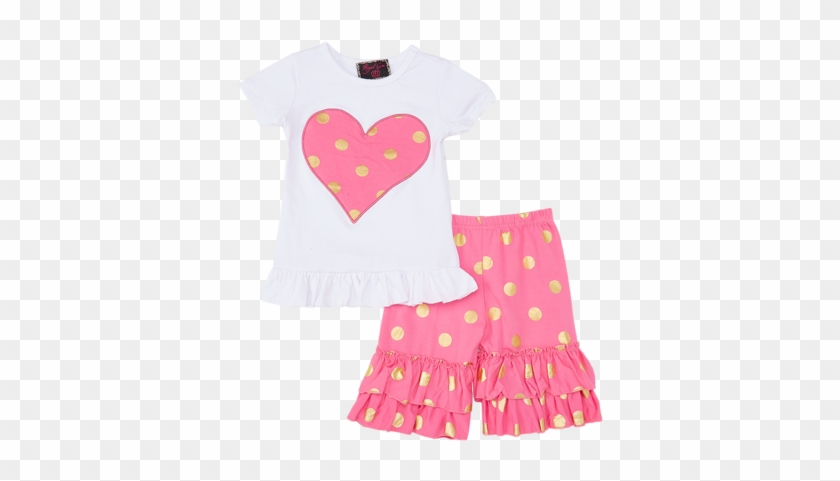 Pink Polka Dot Top & Shorts Set - Polka Dot #1200244