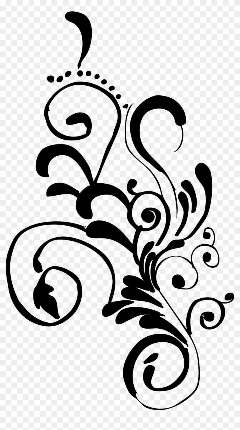 Flower Vector Png - Floral Vector Black Png #1200697