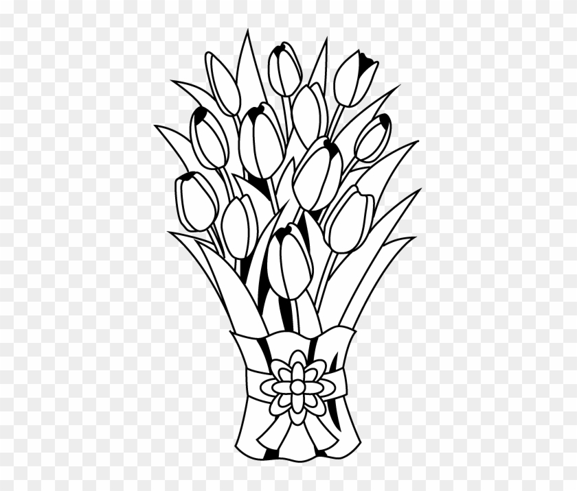 Flower Bouquet Floral Design Clip Art - Flower Bunch Clipart Black And White #1200740