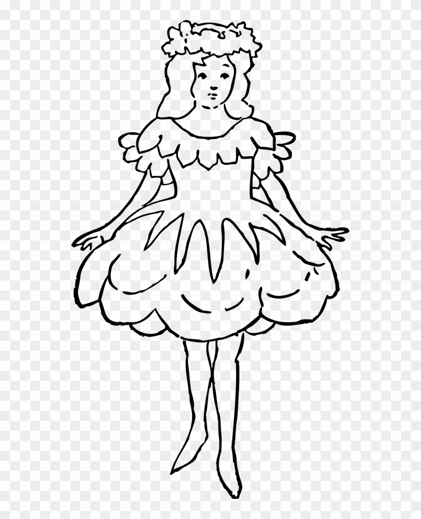 Rose Girl Black White Line Art Coloring Book Colouring - Clip Art Black And White Girl #1200773