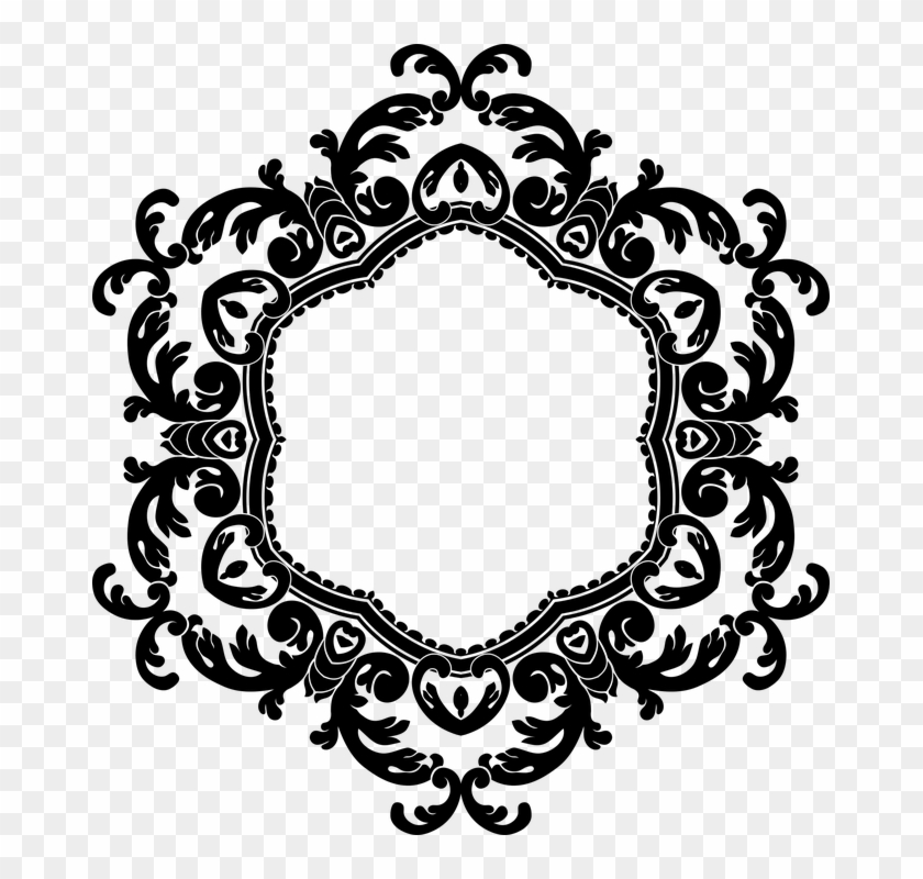 Flower Design Border Black And White 2, Buy Clip Art - Monogram: Ornate (black) Greeting Cards #1200789