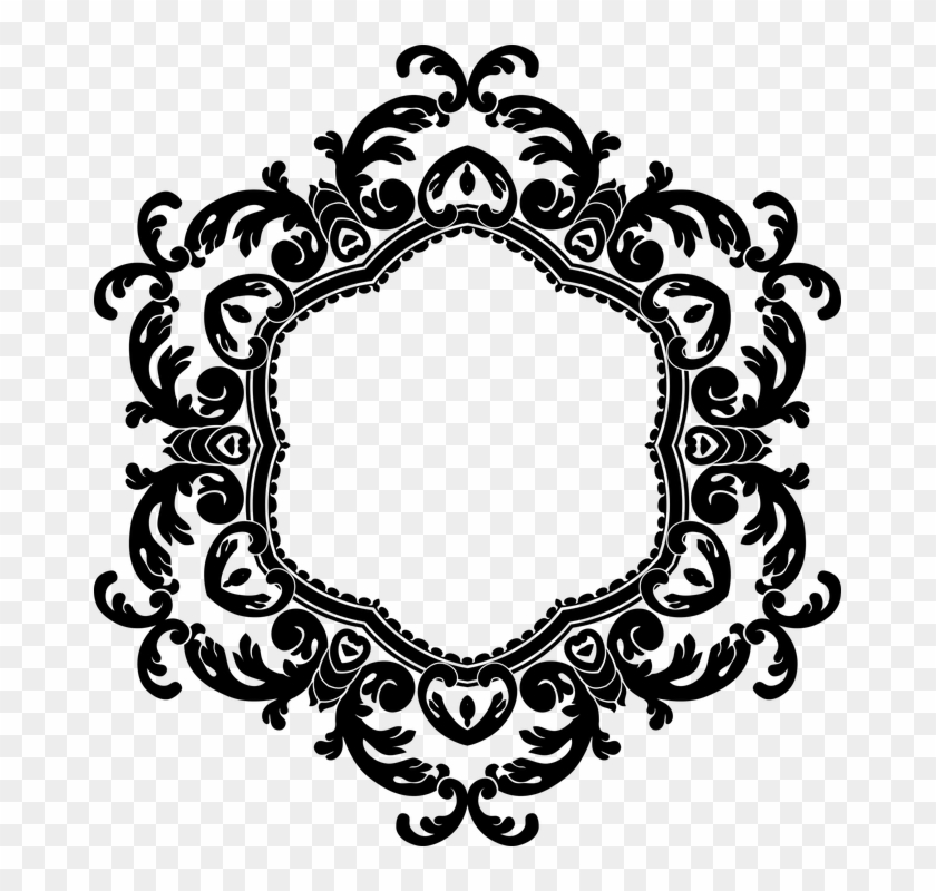 Flower Design Border Black And White 2, Buy Clip Art - Monogram: Ornate (black) Greeting Cards #1200789