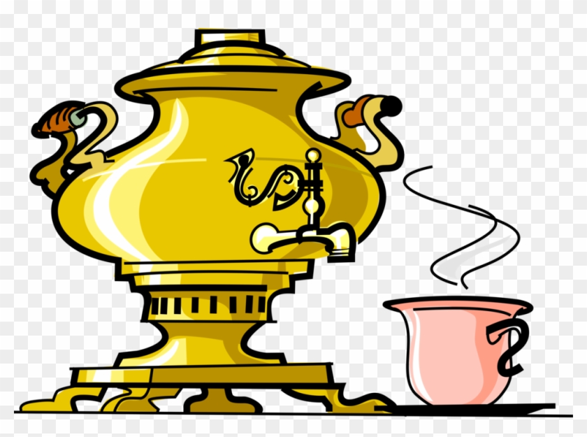 Vector Illustration Of Russian Samovar Self-boiler - Tea Urn Clipart #1200929