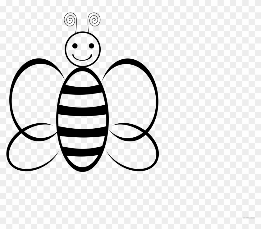 Black And White Bee Animal Free Black White Clipart - Honey Bee #1200942