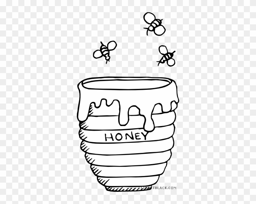 Honey Bee Animal Free Black White Clipart Images Clipartblack - Honey Pot Coloring Page #1200944
