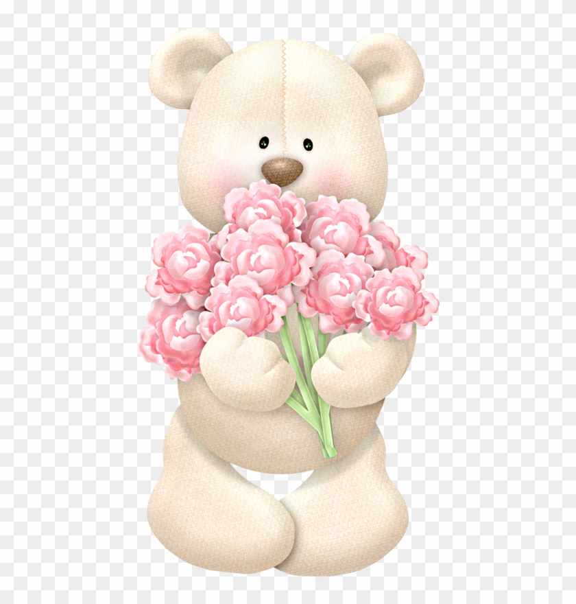Teddy Bear Paper Clip Art - Teddy Bear With Roses Png #1200984