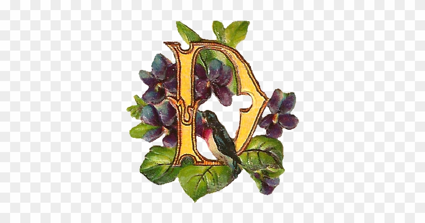 Free Digital Victorian Drop Cap Letter 'f' With Flowers - Iris #1201129