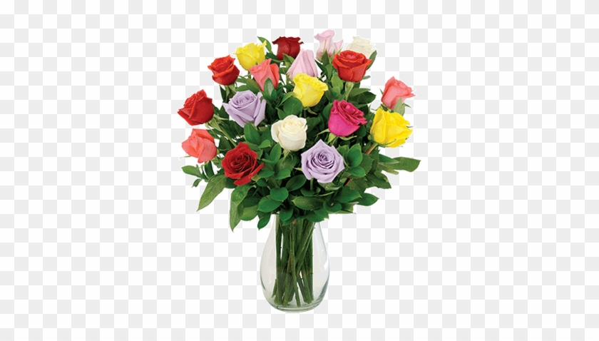 By Http - 18 Multi-color Long-stem Roses Bouquet | Flower Delivery #1201157