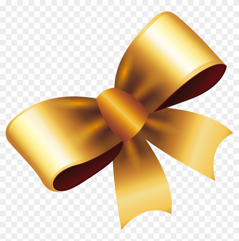 Ribbon Gold Gift - Golden Bow Ribbon Png #1201270