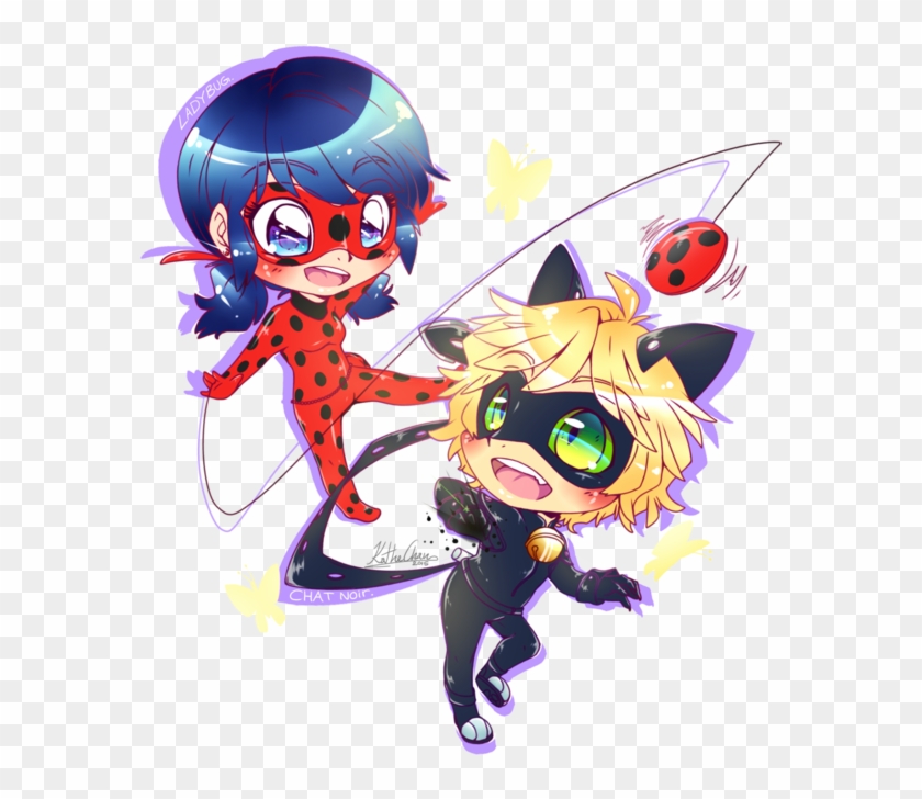 Ladybug And Cat Noir - Lady Bug Y Cat Noir Para Dibujar Anime - Free  Transparent PNG Clipart Images Download
