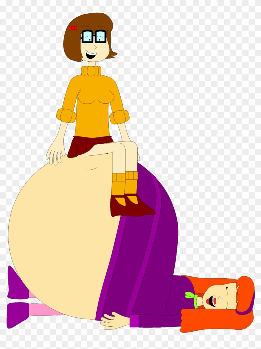 Velma Sits On Daphne's Belly By Angry-signs - Daphne Belly Expansion #1201386