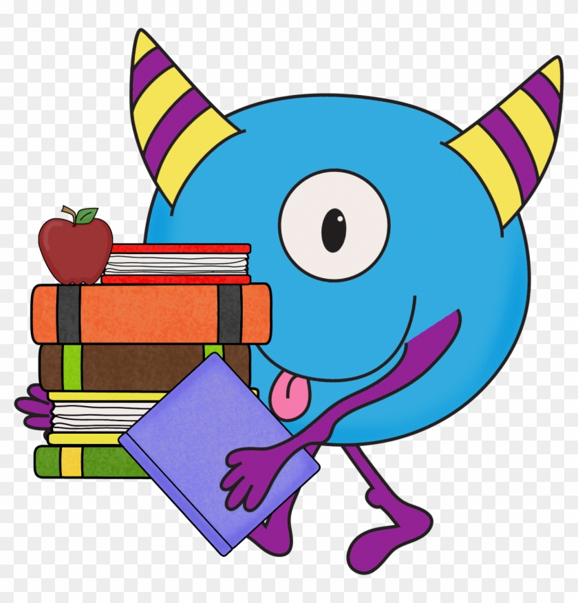 Image Result For Free Clipart Monster Reading - De Monster Go To School Book #1201391