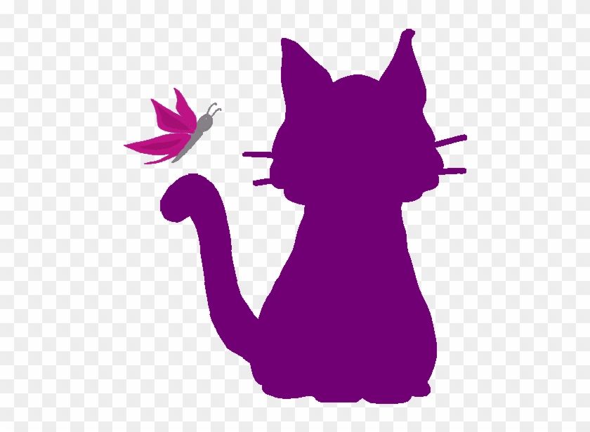 Purple Cat With Butterfly - Purple Animated Cat Gif #1201896