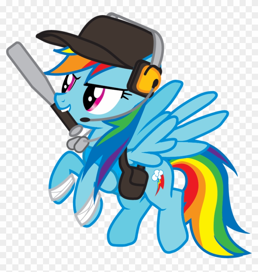 Smashinator, Baseball Bat, Crossover, Female, Mare, - Rainbow Dash Scout Tf2 #1202270