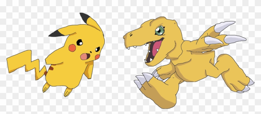 Pikachu And Agumon By Bubblecat14 - Agumon Y Pikachu #1202551