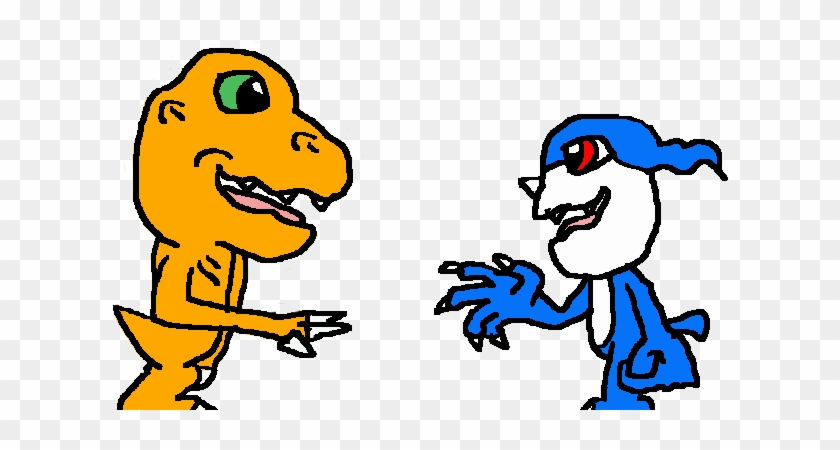 Agumon And Veemon, Talking By Dancrewproductions On - Cartoon #1202578