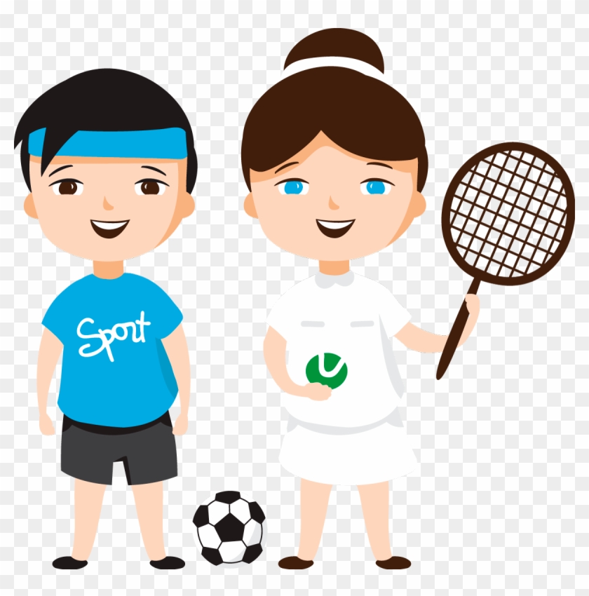 Cartoon Child Sport Illustration - Cartoon Football Tennis #1203132