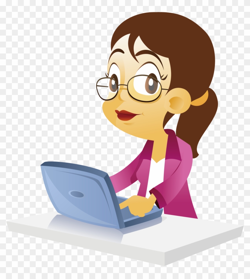 Cartoon Office Illustration - Girl In Office Cartoon - Free Transparent PNG  Clipart Images Download