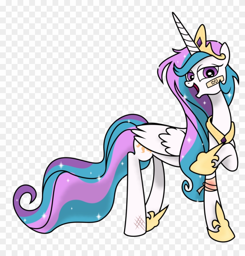 Spier17, Bandage, Bandaid, Injured, Princess Celestia, - Princess Celestia Protects Twilight #1203202