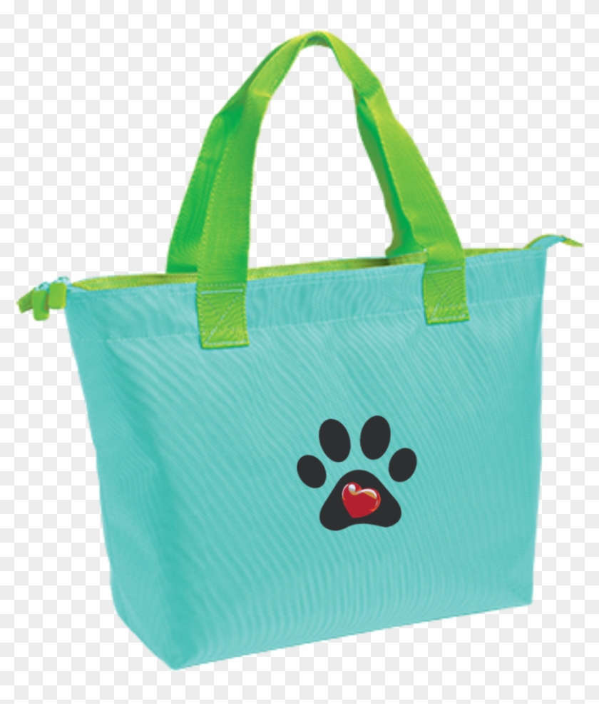 Embroidered "my Heart" Paw Print Zippered Tote - Swim Mom - Embroidered Zippered Tote Bag #1203303